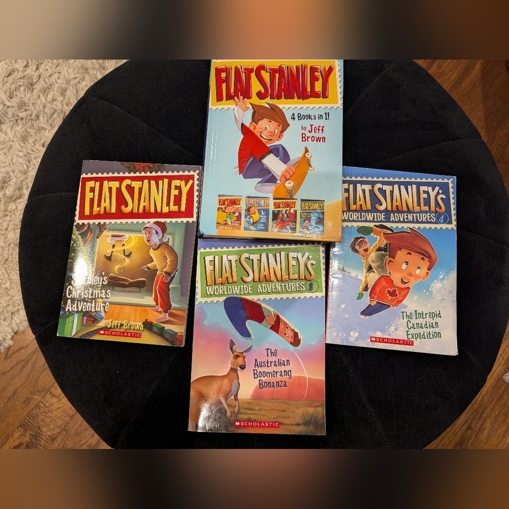 🍁Flat Stanley Collection, Hard Cover & 3 Paperback Books  7 Stories Kids Books